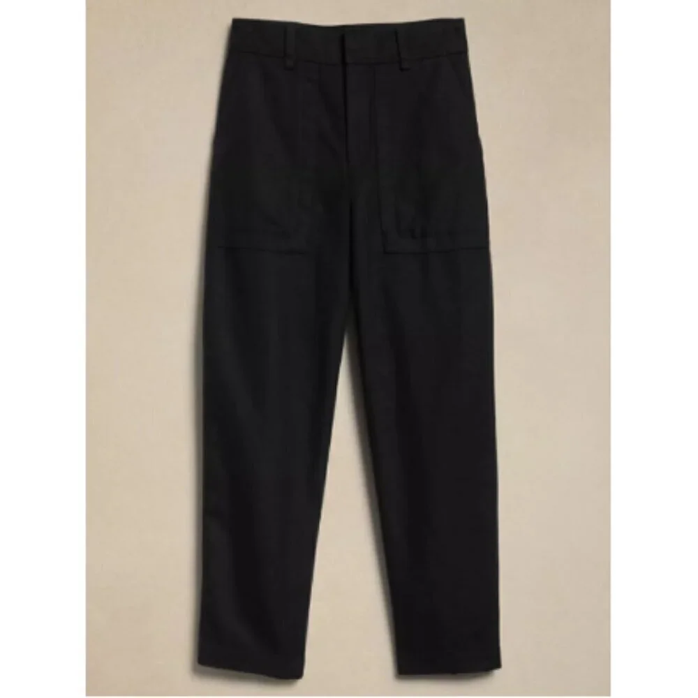 Banana Republic Mya Organic Cotton Linen Cargo Pants Black 4 Petite NWT RT$130